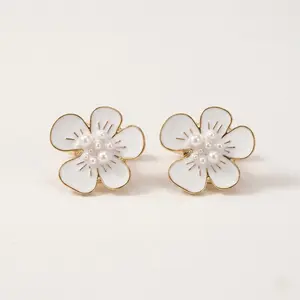 2-Piece Elegant Cherry Blossom Pearl Cufflinks Set | Coquette Floral Button Covers