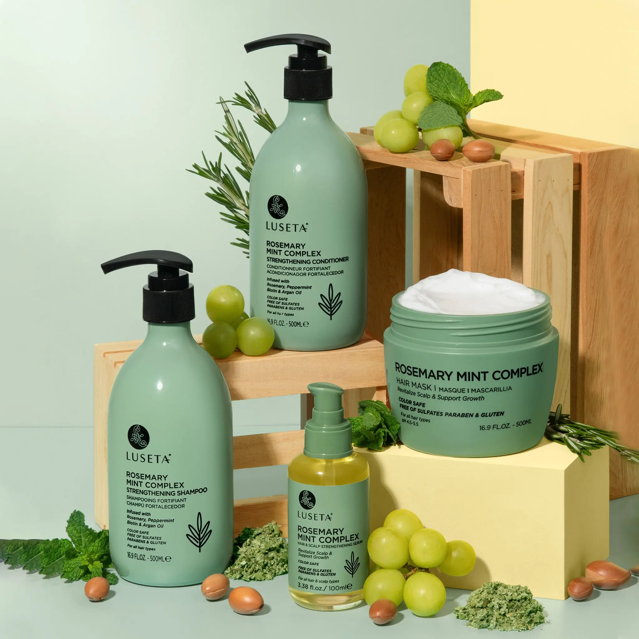 Luseta Rosemary Mint 4pcs Hair Care Set for Pro-Growth Hair Includes Shampoo Conditioner Hair Mask & Serum Luseta Rosemary Mint 4pcs Hair Care Set for Pro-Growth Hair Includes Shampoo Conditioner Hair Mask & Serum