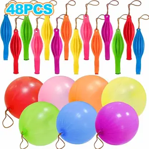48PCS Punch Balloons, Punching Balloon Party Favors For Kids, Neon Bounce Balloons With Rubber Band For Carnival, Fun, Gift Bag Party Favors.The Best Christmas, Halloween And Easter Gifts