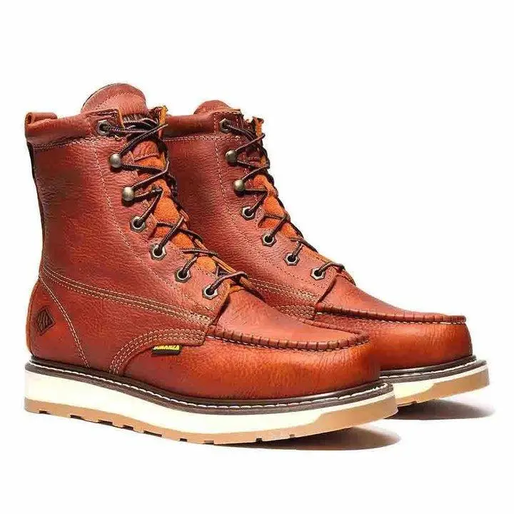 Bonanza Frontier 8-Inch Light Brown Dual Work Boot - Premium Full-Grain Leather, Goodyear Welt, Removable Insole, Oil-Resistant Wedge, SKU BA-813