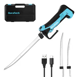 #JumpstartSale DURATECH 12V Cordless Electric Fillet Knife with 8" & 10" Razor-Sharp Blades, Electric Fish Fillet Knife with 2.0Ah Built-in Battery, Type-C Charge, Non-Slip Handle, Storage Case for Fishing Filleting