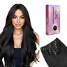 SUYYA 100% Human Hair Clip in Extensions - 7-Piece Gift Set, 12-24in Glueless Silky Straight Hairpieces, Multiple Colors, Soft Shiny, Easy Care, Dye & Bleach Friendly, Natural Look