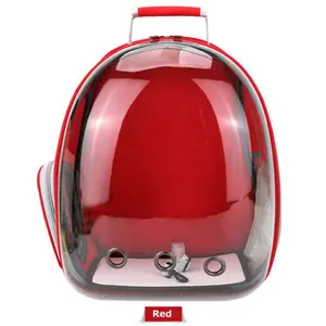 Pet Portable Carrier Backpack Space Capsule Travel Dog Cat Bag Transparent - Red