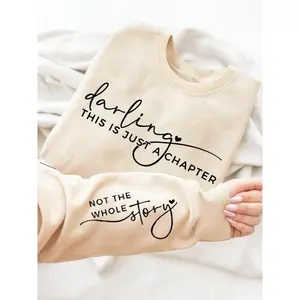 Women's Letter Print Round Neck Sweatshirt, 2024 New Style Casual Long Sleeve Crew Neck Pullover for Spring & Fall, Fashion Women's Top for Daily Wear