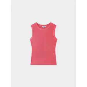 Sleeveless Ribbed Crew-Coral