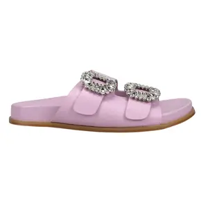 Shu Shop Womens Bridget Rhinestone Slide Casual Sandals Casual - Purple