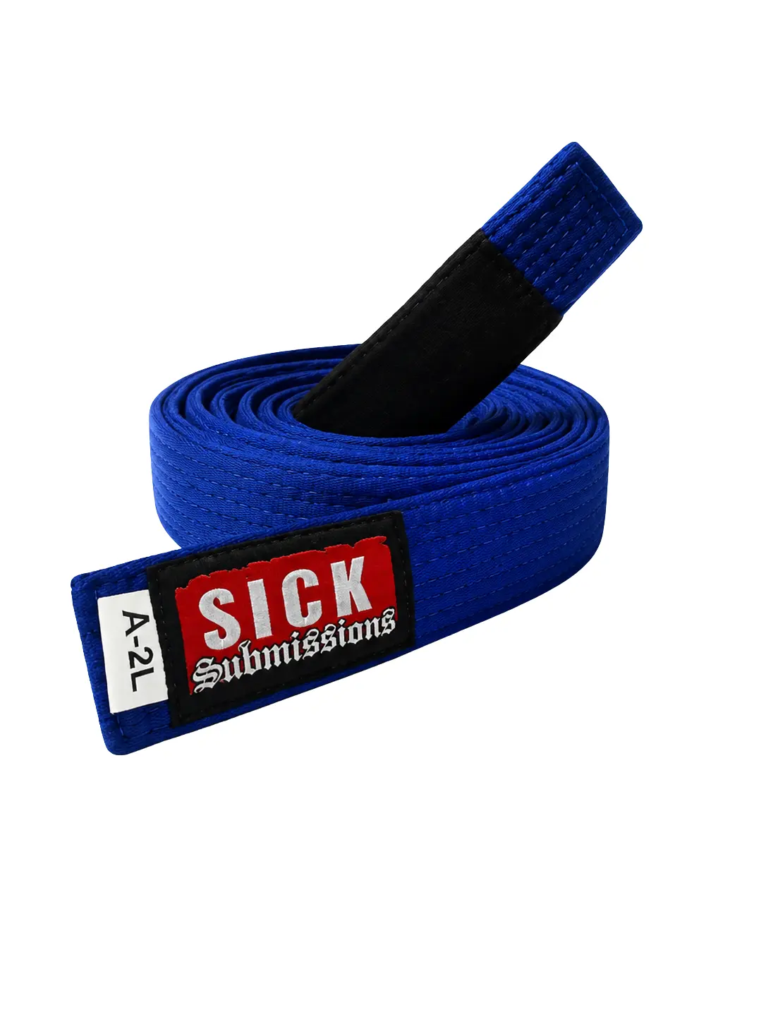 Sick Submissions Cotton Blue Brazilian Jiu-Jitsu Belt - Premium, Multi-Size, Reinforced Stitch, Woven Patch for BJJ Training