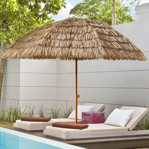 NEWZOME Tiki Thatch Patio Umbrella with Tilt Mechanism, Hawaiian Style Portable Palapa Sun Shelter with Raffia Canopy for Beach Poolside Backyard Outdoor Bar, Straw Umbrella for Shade and Tropical Vibes