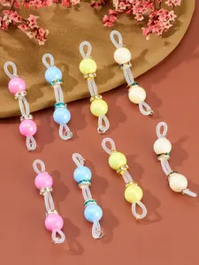 4 Pairs Handmade Fake Nipple Rings, Adjustable Nipple Nooses with 8mm Silicone Multicolor Beads and Barbells,  Non-Piercing Faux Nipple Piercing Comfortable Everyday Wear Cute Body Jewelry
