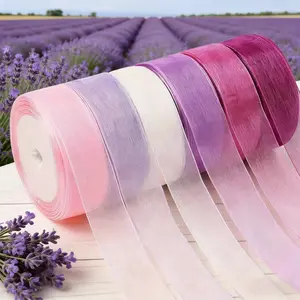 6 Rolls Transparent Chiffon Ribbon Large Packaging, 1 Inch X 25 Yards (total 150 Yards), Lightweight Organza Fabric for Weddings