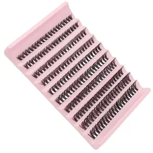 200 pieces of D-curled fluffy eyelash extension set, DIY cluster eyelash combination, 30D and 40D thick styles, easy to use and reusable, Russian DD curl, suitable for beginners, DIY False Eyelashes