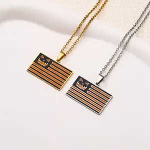 jewelry stainless steel dripping oil Halloween pumpkin pendant necklace autumn and winter high-end men's and women's accessories