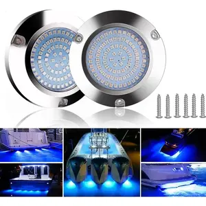 90LED Boat Marine Underwater LED Lights, Stainless Steel IP68 Waterproof Surface Mount Light for Stern Navigation Deck, Night Fishing, Cruise Ships, Yachts, Boats, Sailboat and Pontoon Transom