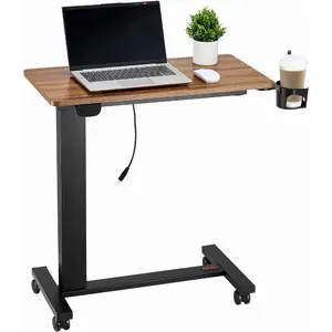 VEVOR Overbed Table, Mobile Bed Side Table with Flip Desktop and 4 Hidden Wheels, Height Angle Adjustable Rolling Laptop Desk with Cup Holder, Portable Over Bed Desk for Home, Office, Study, WhiteVEVOR Super Brand Day