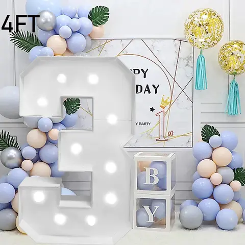 4FT Marquee Numbers, Light Up Numbers, Glowing Numbers, Decorative Numbers for 1st 16th 21st Birthday Decorations, Big Numbers for Party Decorations, Large Light Up Numbers for Party Decor DIY Pre-Cut Foam Board Mosaic Numbers, Lightweight