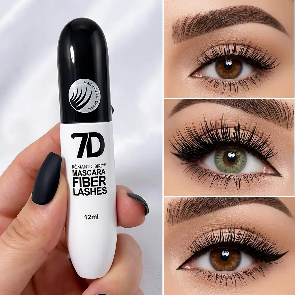 7D Silk Fiber Flawless Cosmetic Mascara - AdultBeauty Makeup, 24-Hour Smudge-Proof Waterproof, Buildable Dramatic Volume, Length, Fan-Lash Look, Easy Application