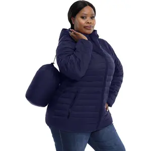 Plus Size Women's Packable Puffer Jacket 1X-6X Water-Resistant Lightweight Winter Coat