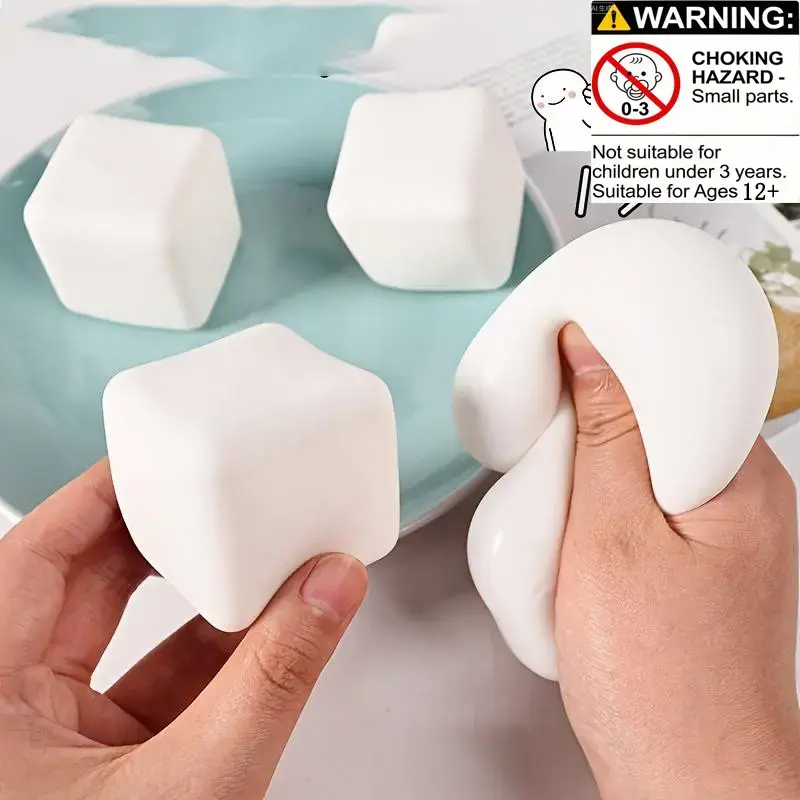 1/3/6 pcs Moldable Tofu Squishy Toy, Creative Realistic Slow-Rising Stress Relief Fidget, Stress Ball Fidgets, Fun Birthday or Christmas Party Favor