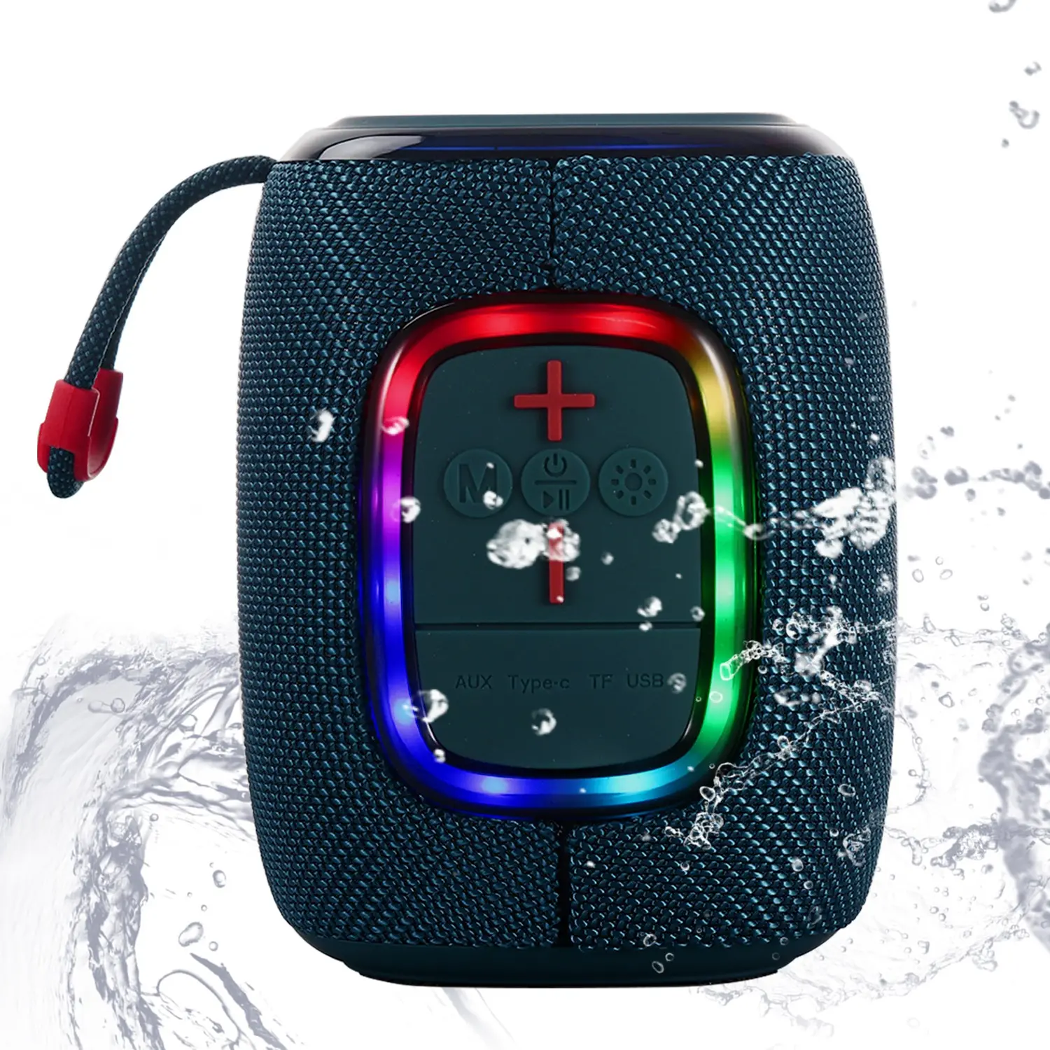 Portable Wireless Speaker, Enhanced Bass Audio, Long Battery Life, Small for Outdoor Travel Camping, Blue Camouflage