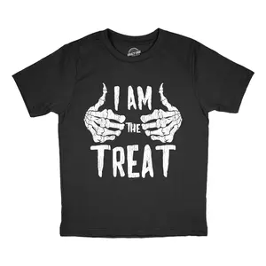 Youth Funny T Shirts I Am The Treat Sarcastic Halloween Graphic Novelty Tee For Kids Funny T Shirts Halloween Tops for Kid Novelty Tees for Kids Black - I