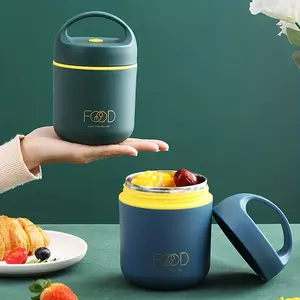 1 piece stainless steel mini breakfast cup with sealed handle, for keeping food warm or cold and preserving freshness. 1PC Stainless Steel Mini Breakfast Cup with Sealed Handle, for Insulation and Cold Preservation of Food, Leakproof Lunchbox