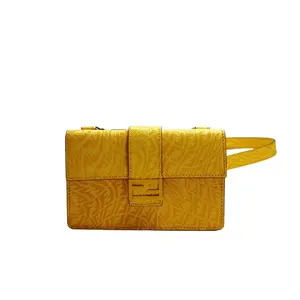 Pre-owned FENDI FRANCE Crossbody Bags H2 FF Vertigo Bright Yellow Mini Crossbody Bag H22988