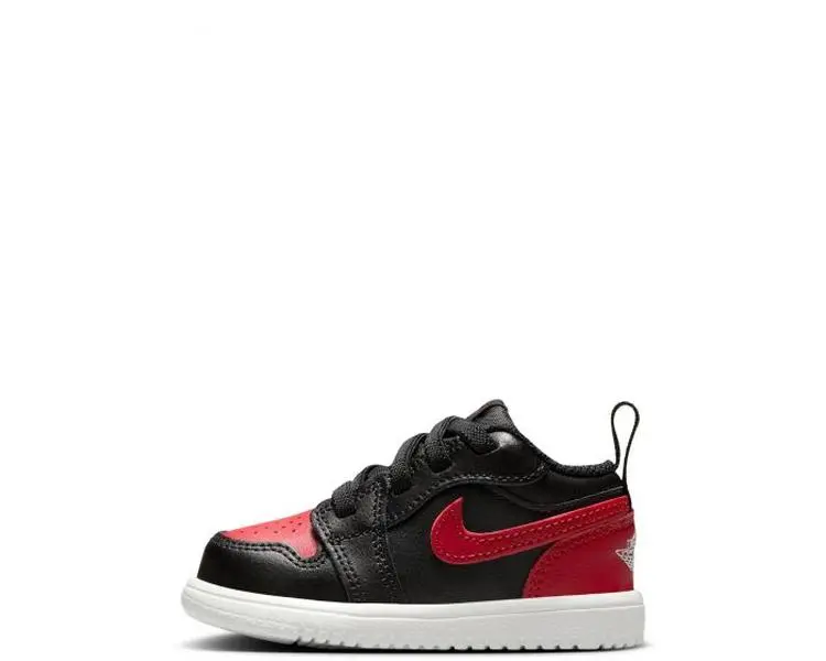 NIKE Jordan 1 Low ALT Bred (TD) Toddler Boys' Low Top Shoes - Logo-Accented, Laced Casual Trainers, Bold Black with Red Accents, 3-4 Years