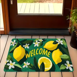 Fresh Lemon "Welcome" Design Entrance Rug, High-end Design Highly Absorbent Floor Mats, Anti-slip Quick drying Soft Carpets, Suitable for Multi-scenario, Indoor Outdoor Entrance Carpet Home Decor, Gifts for Friends