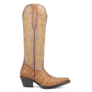 Dingo Womens Matilda Snip Toe Pull On Casual Boots Over the Knee Mid Heel 2-3" - Brown