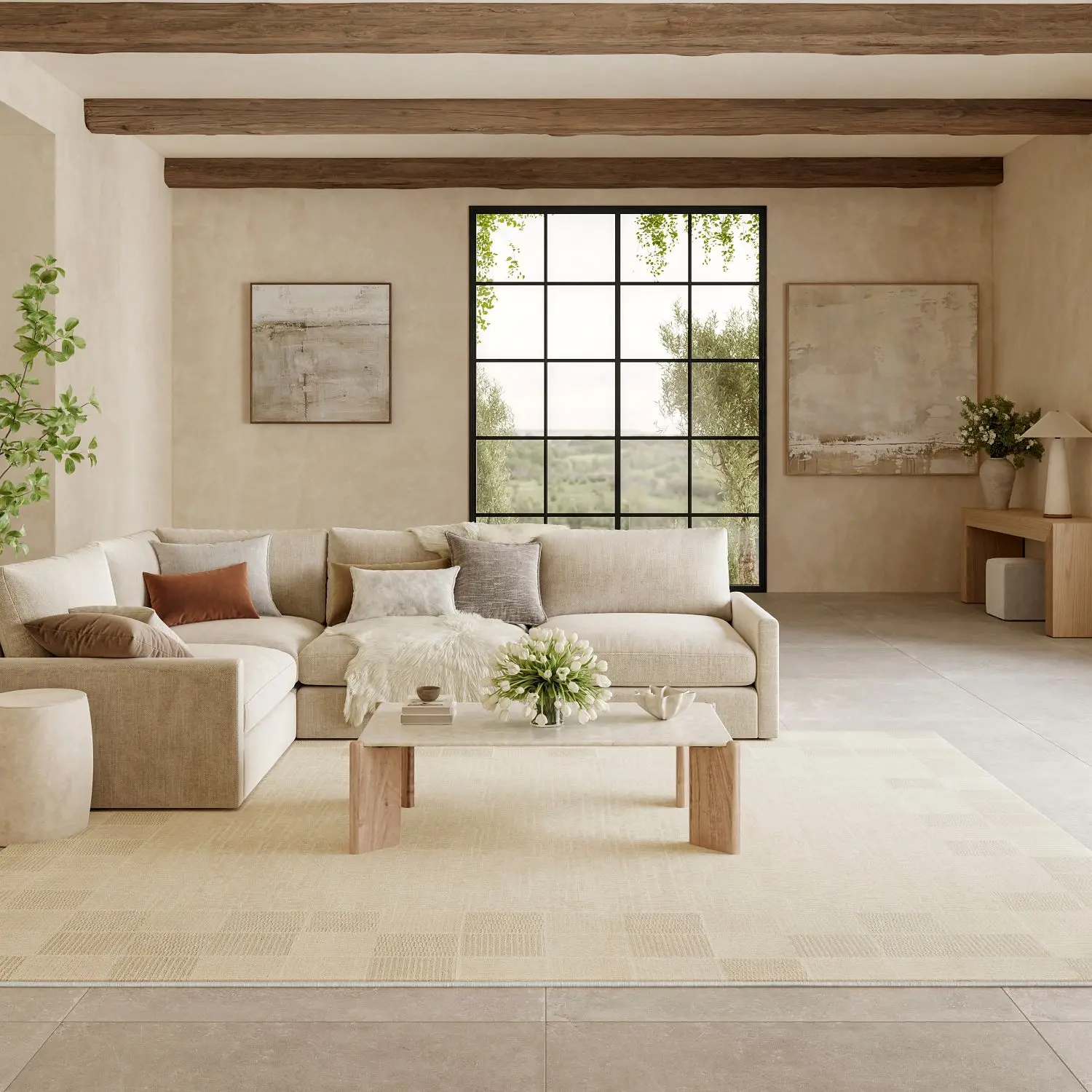 Nourison Nordic Scandinavian Bordered Indoor Rug, Stylish Floor Covering for Living Room, Rugs For Living Room, Living Room Rugs