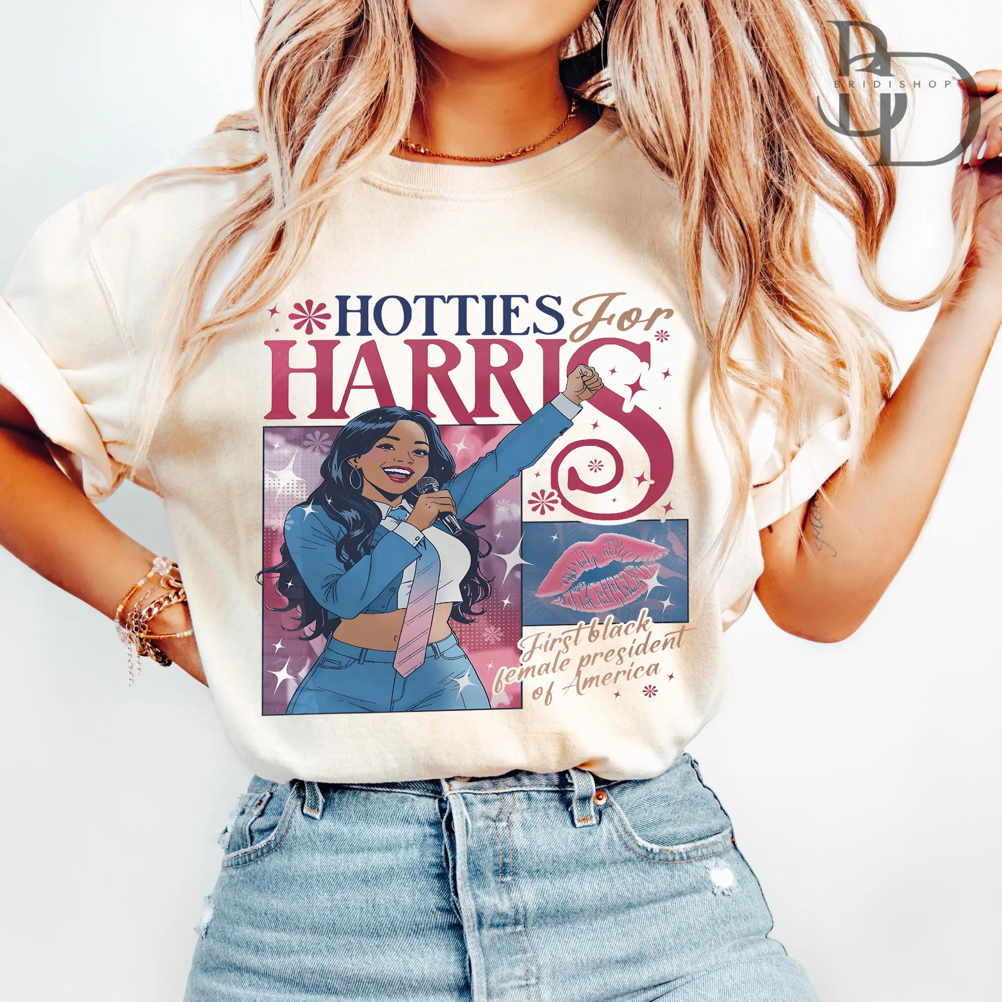 Hotties For Harris Shirt, Harris Walz 2024 Shirt,  Harris 2024 T-Shirt, Kamala President Tee Top Womenswear