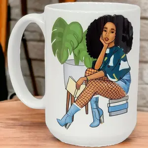Booked Daily Motivation Ceramic Mug 11 oz Capacity with Inspirational Drawing for Home Office Use Modern Style Drinkware Gift Idea