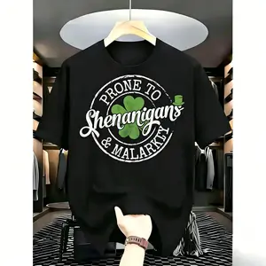 [PeakPro T-shirt]-Prone to Shenanigans & Malarkey Fun Clovers St Patrick's Day T-Shirt