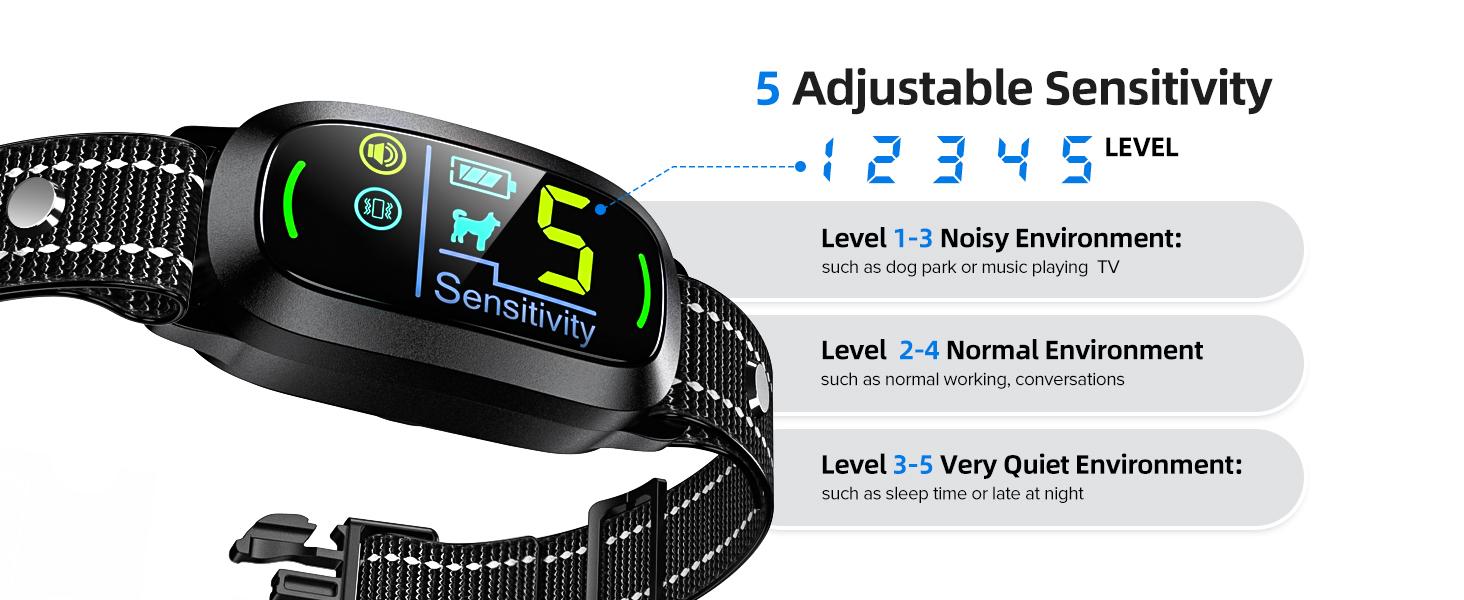 Dog Bark Collar, Rechargeable Smart Collar, Anti Barking Training Collar with 5 Adjustable Sensitivity Beep Vibration, Bark Collar for Large Medium Small Dogs (Black)