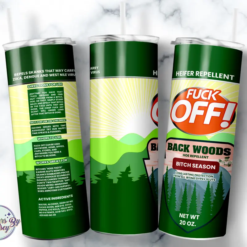 F*ck Off Deep Woods Spray Design - 20oz Custom Tumbler Bottle Drinkware Handmade Water Bottles Cup Mug