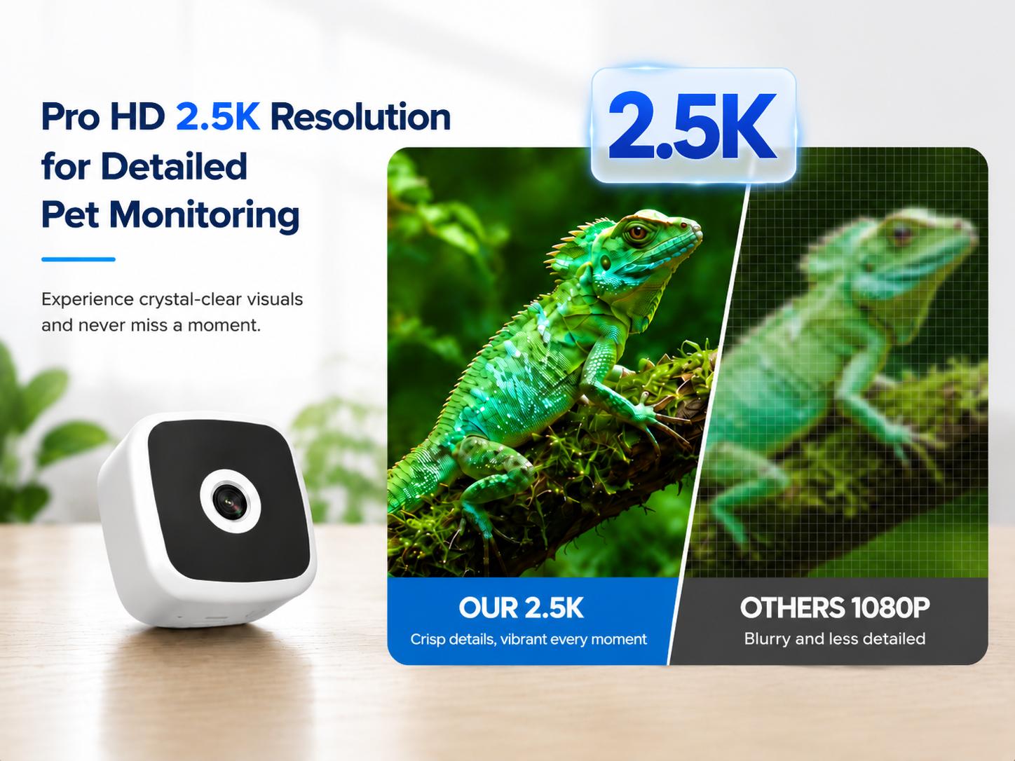 Wireless Window security Cameras for Home 4MP 2.5K, Indoor WiFi Cameras 2.4GHz/5GHz, Motion & Person Detection with Auto-Focus , Easy Installation, 24/7 Recording Works, Magnetic Install &Close-Focus Lens for Fish,Lizard, Hamster, Chameleon, Gecko, Snakes