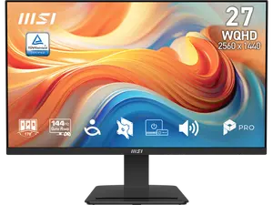 MSI PRO MP273Q E14 27" IPS 2560 x 1440 (WQHD) Computer Monitor, 144Hz,Adaptive-Synch, HDMI, DP Port, VESA Mountable, Tilt, Speaker, 1ms, Black