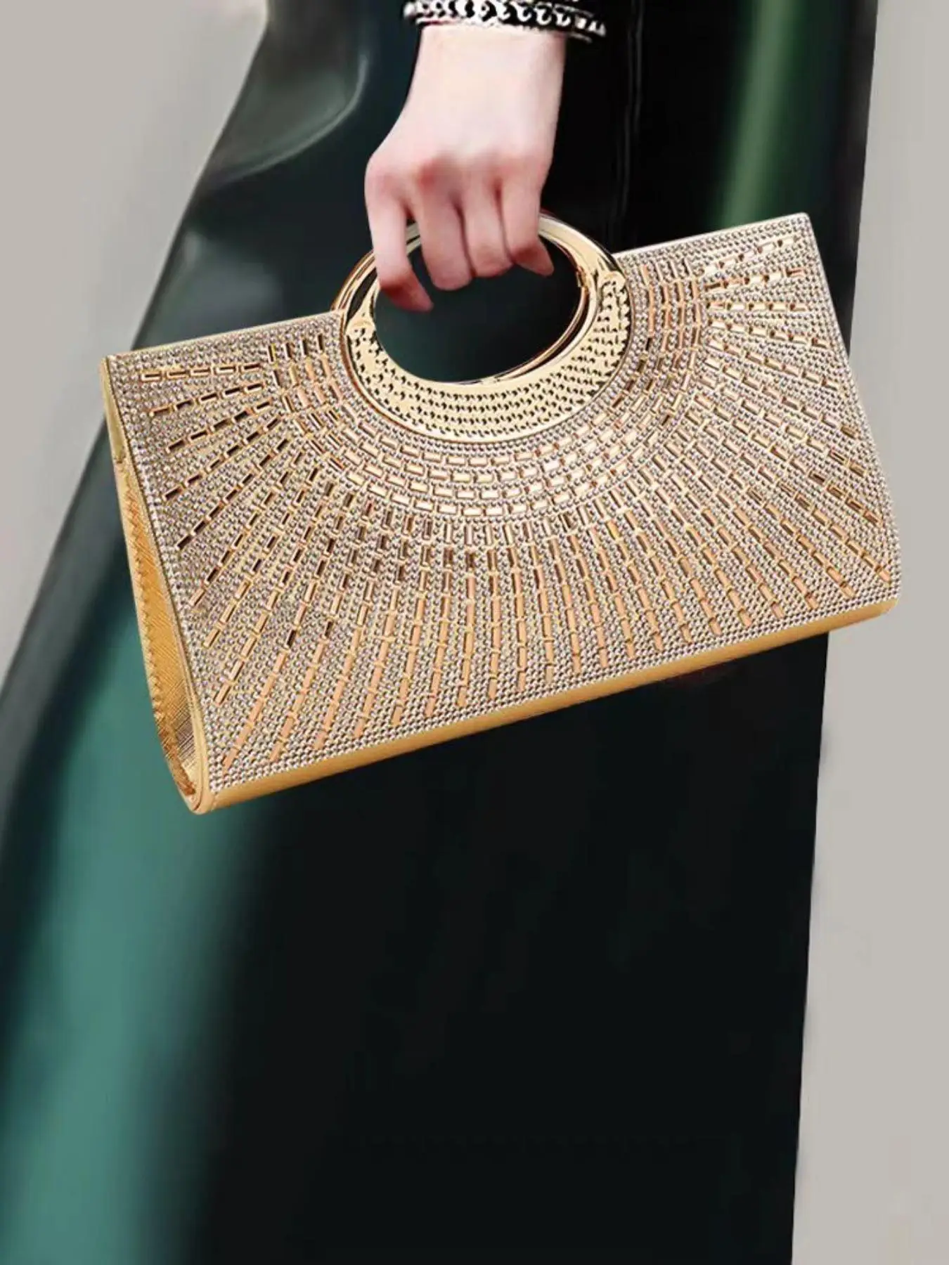 Women's Elegant Bling Rhinestone Decorated Evening Bag, Exquisite Trendy Handbag, Fashionable Bag for Party Decoration