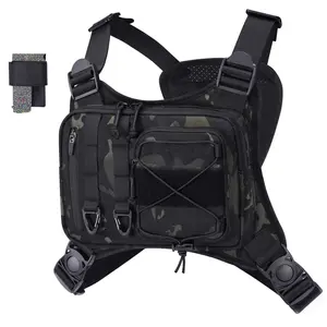 Tactical Chest Pack Unisex Adjustable Running Vest Bag Lightweight Anti-theft EDC Rig for Hiking Outdoor Sports Daily Carry Black
