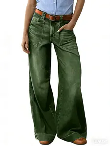 Women's Baggy Wide Leg Jeans High Waisted Straight Leg Bootcut Denim Pants Casual Boyfriend Trouser with Front Pockets