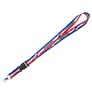 Panama Flag Lanyard, ID Badge Holder, Detachable | Bandera de Panama Lanyard Para llaves o Identificación