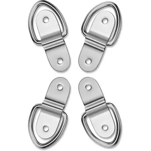 STEEL HAWK 4-Pack Stainless Steel D-Ring Tie Downs | Heavy Duty 180° Swivel Cargo Anchors for Trucks, Trailers & Boats (Rust-Proof Silver)