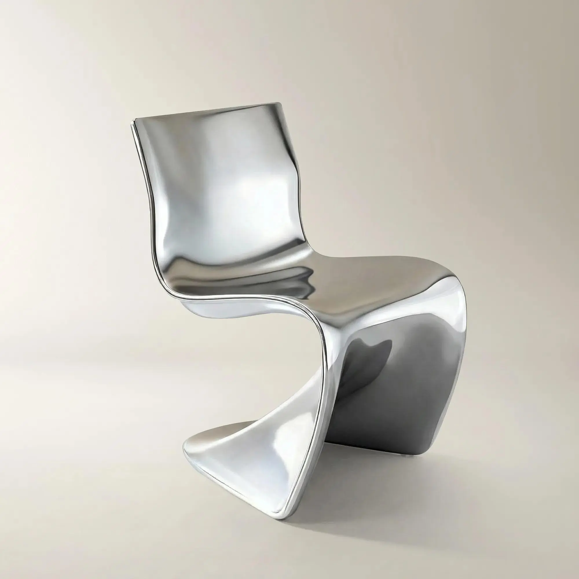 Z Gallerie Sasha S-Curve Modern Armless Single-Seat Accent Chair - Light-Play Chrome Finish Metal Base, Mirror Shine, Slim Design, Luxury Style Dining Room Furniture, City Living Room Chair, 20"w x 22"d x 33"h
