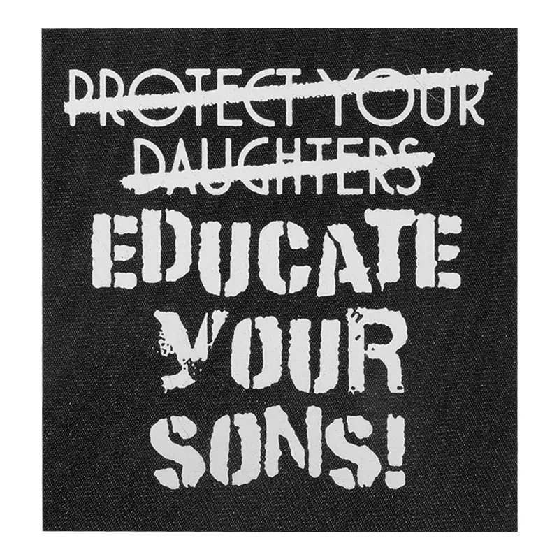 Protect or Educate Motivational Quote Patch, Back Adhesive Iron-On, Suitable for Clothes Jackets Bags Hats Accessories, Embroidered Patches