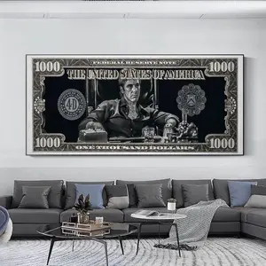 Scarface Tony Montana Money Poster, Vintage $1000 Dollar Bill Style Wall Art with Mafia Movie Theme, Perfect Decor for Man Cave, Home Theater or Office, Great Birthday or Christmas Gift