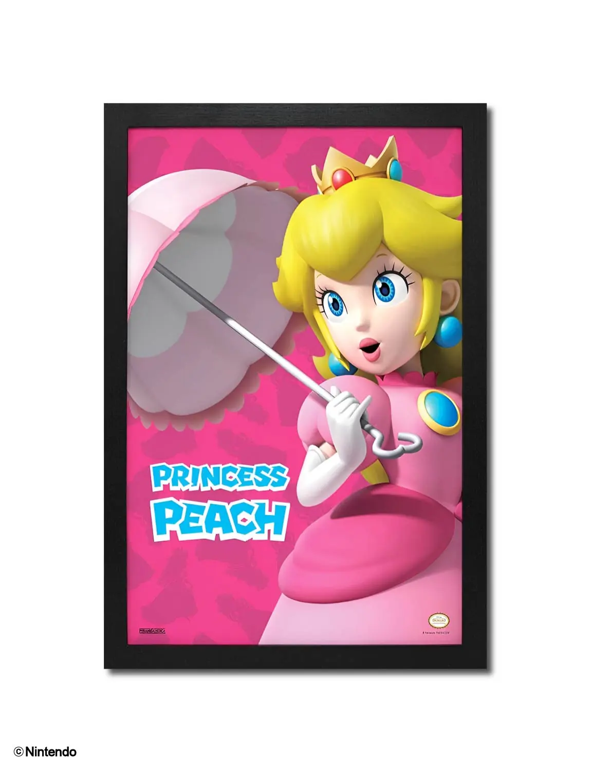 Super Mario™: Princess Peach Umbrella Gel-Coated Framed Print (11x17)