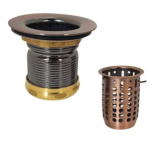 Westbrass Traditional 2-in. Kitchen Basket Sink Strainer, Antique Copper Finish
