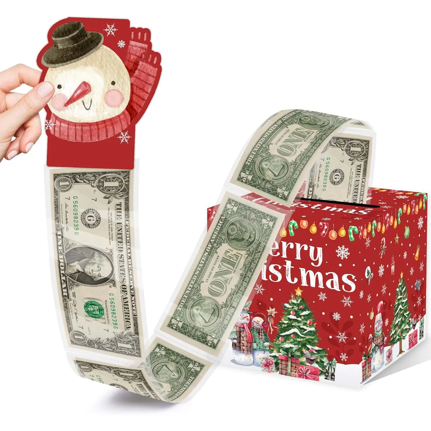 Christmas Party Gifts, Christmas Money Box for Cash Pull, Christmas Money Pull Box with Snowman Card and Transparent Bags, Christmas Money Pull Box, Christmas Money Pull Box for Kids ALodr