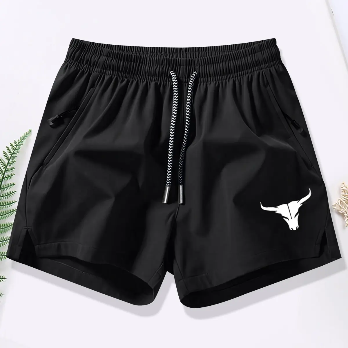 Sports drawstring shorts with secure zippered pockets - breathable and stylish, suitable for training and everyday wear, polyester spandex blend, casual solid color, slightly stretchy, loose woven shorts Men's Elastic Drawstring Jogger Shorts Zipper Athle