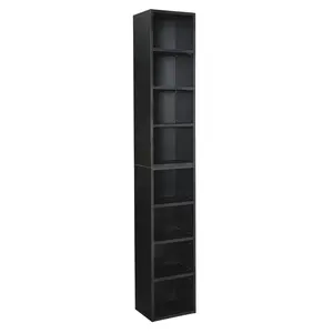 8-Tier Media Tower Rack, CD DVD Slim Storage Cabinet with Adjustable Shelves, Tall Narrow Bookcase Display Bookshelf for Home Office, Multi-Functional Double-Decker Storage Organizer